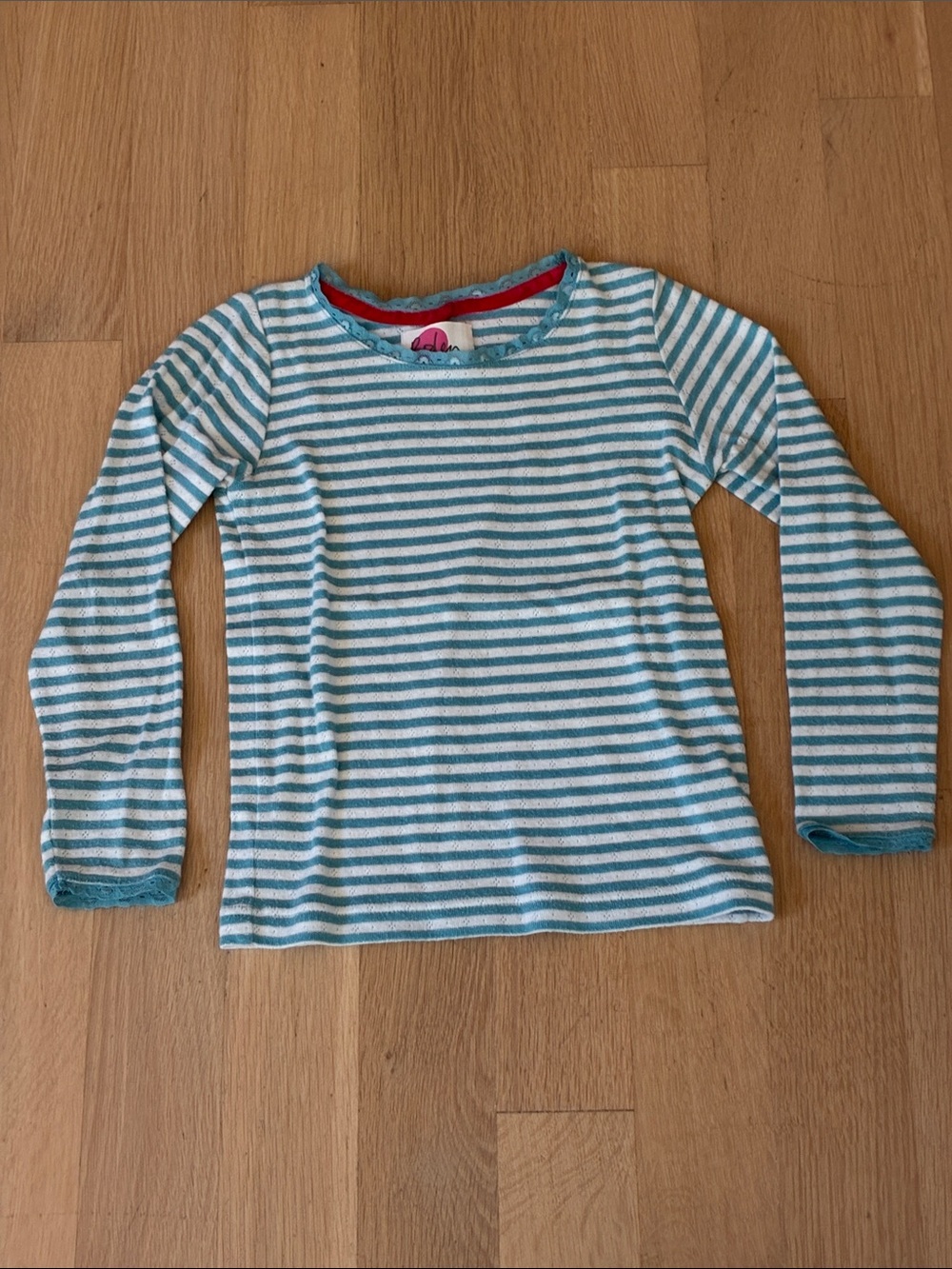 Boden Teal & White Striped Long-Sleeve Tee